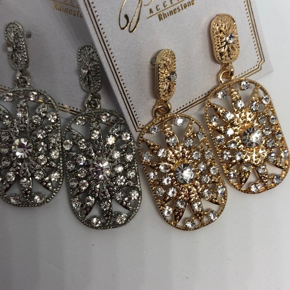 💋 Silver rhinestone or gold rhinestone Earrings - Picture 8 of 8